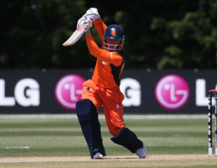 Stephan Myburgh scored 40 but couldn't get Netherlands close as they lost to Namibia at Mount Maunganui by 91 runs &copy; IDI/Getty