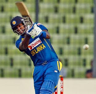 Angelo Mathews struck a rapid 45 as Sri Lanka beat Afghanistan by 129 runs to go through to the Asia Cup final &copy; Associated Press