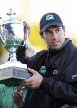 Stephen Fleming holds aloft the trophy following a comprehensive series win &copy; Getty Images