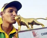Habibul Bashar savours a rare trophy for Bangladesh after their 4-0 win over Kenya &copy; AFP