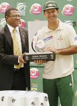 Ricky Ponting with the series trophy after beating South Africa 3-0 &copy; Getty Images