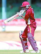 Shivnarine Chanderpaul cuts during his knock of 45 in the 7th ODI in Trinidad. West Indies won the series 5-0 &copy; Trinidad & Tobago Express