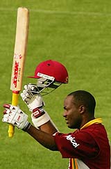 Brian Lara inspired the West Indians to victory in their warm-up game at Hobart &copy; Getty Images