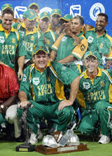 South Africa celebrate their 3-1 series win against West Indies at Johannesburg  &copy; Getty Images