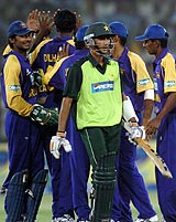 Yasir Hameed falls for 18, as Pakistan struggle in the final of the Paktel Cup &copy; AFP