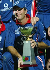 A happy Michael Vaughan following England's 3-0 ODI series whitewash &copy; Getty Images