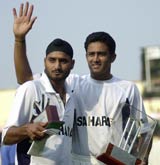 Harbhajan Singh and Anil Kumble took all South Africa's wickets in their second innings &copy; AFP