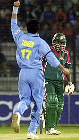 Zaheer Khan nailed Mohammad Rafique early and Bangladesh were never in the hunt in the decider at Dhaka &copy; AFP